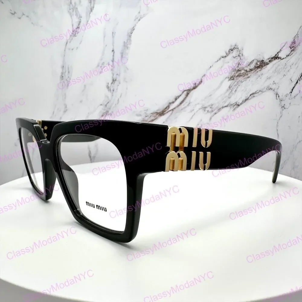 MIU MIU Womens Eyeglasses Black Square Full Rim frames 52-19mm Rx-able Womens